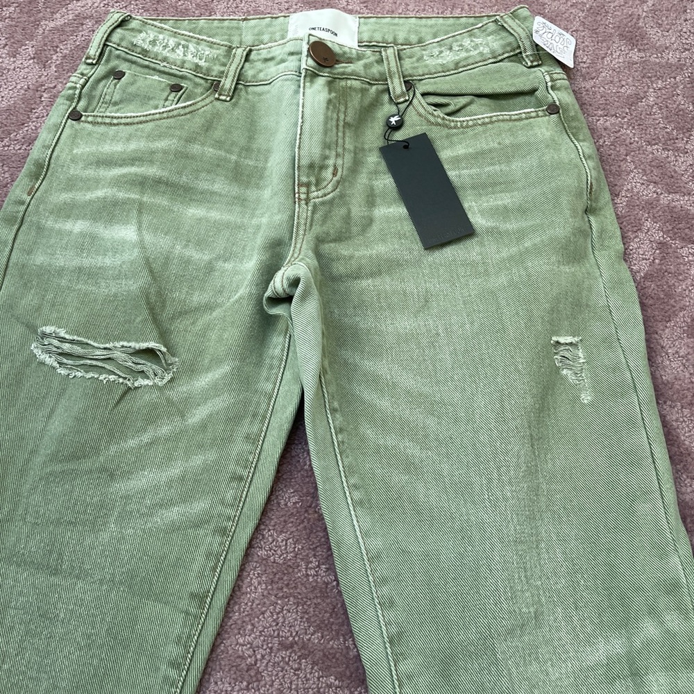 NWT FREE PEOPLE GREEN WASH JEANS